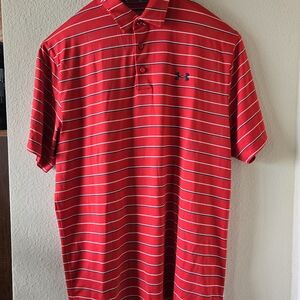 Under Armour Red and Blue Polo Shirt with Stripes
